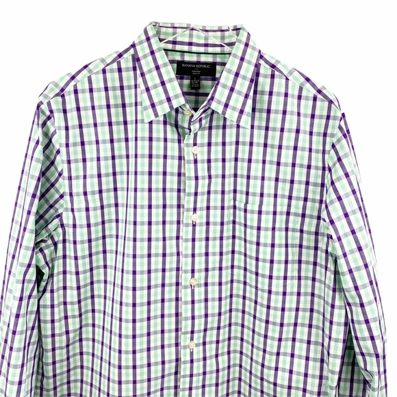 Banana Republic Plaid Checkered Button Down Large - Picture 3 of 7